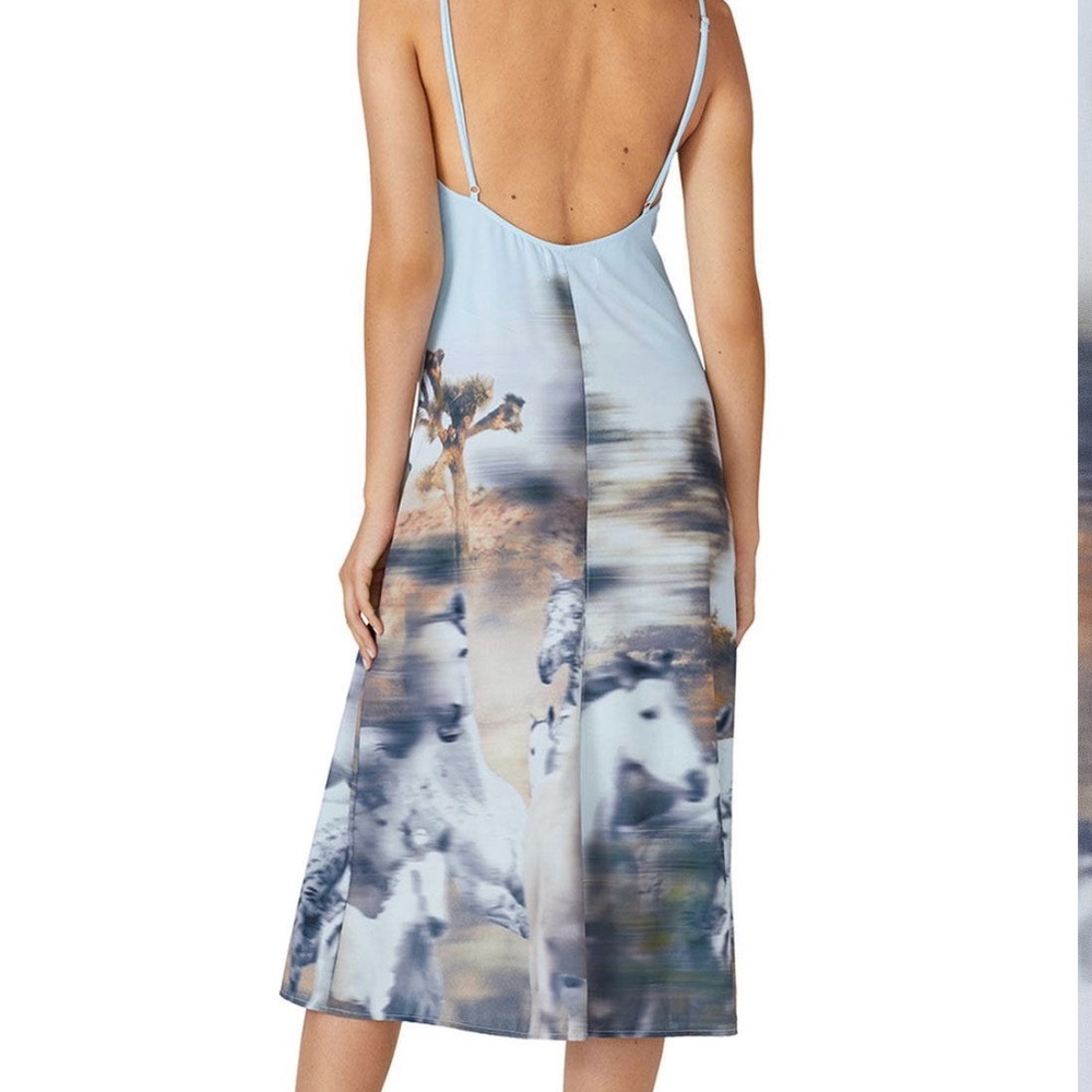 Baja East Sky Blue and Beige Coastal Print Slip Maxi Dress - Picture 4 of 4